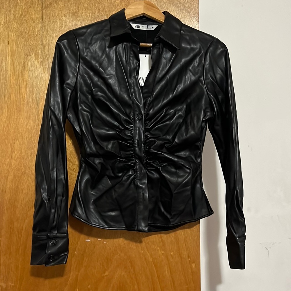 Leather button down top!